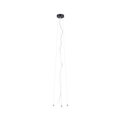 Black ceiling mount with three thin steel cables and transparent wire for modern pendant light