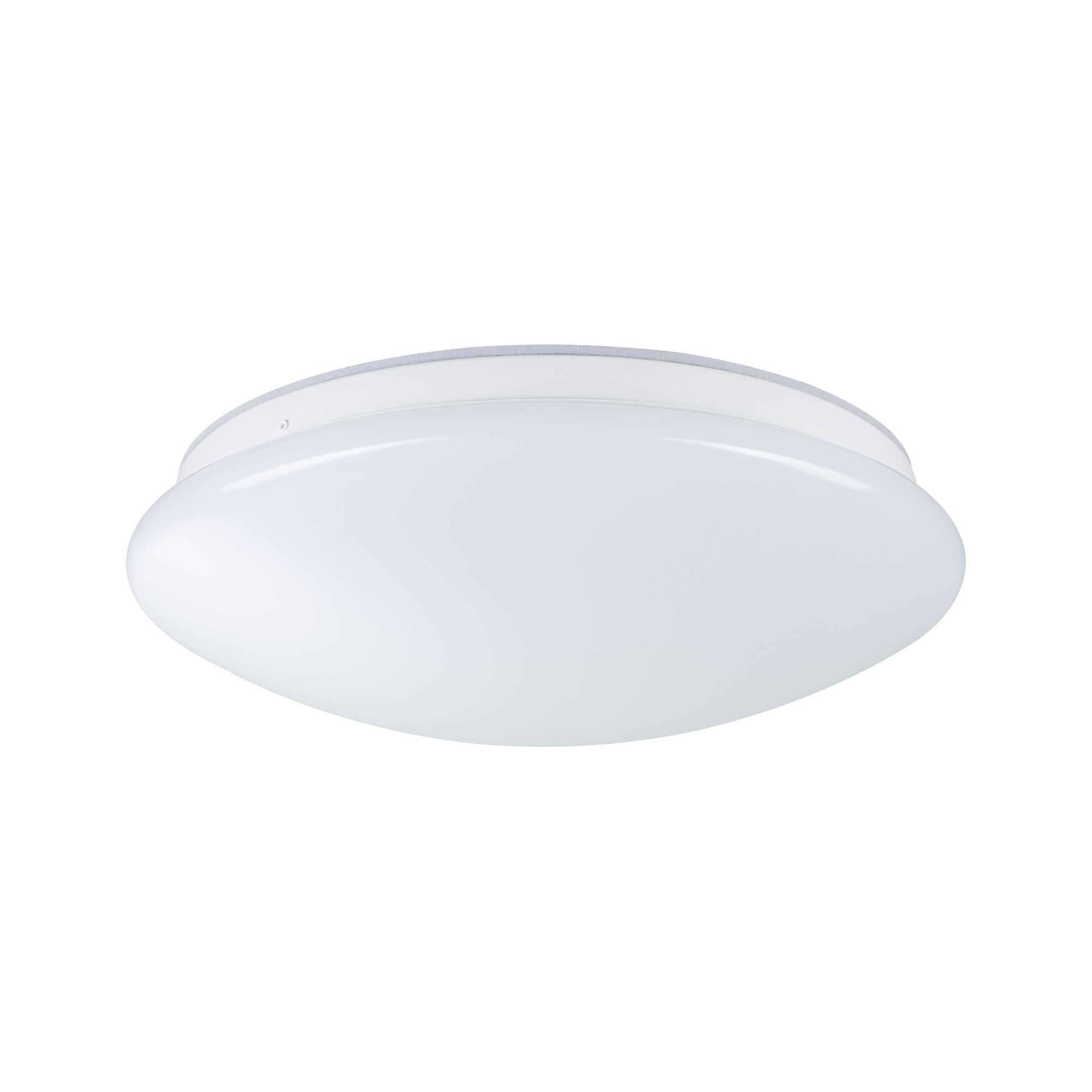 Round white LED ceiling light with opal plastic shade for modern room lighting