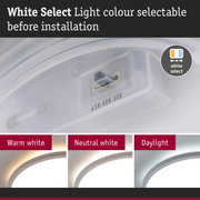 White light colour selector before installation showing warm white, neutral white, and daylight options