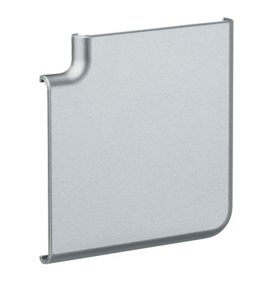 Rectangular silver metal cover with rounded corner for lighting system components