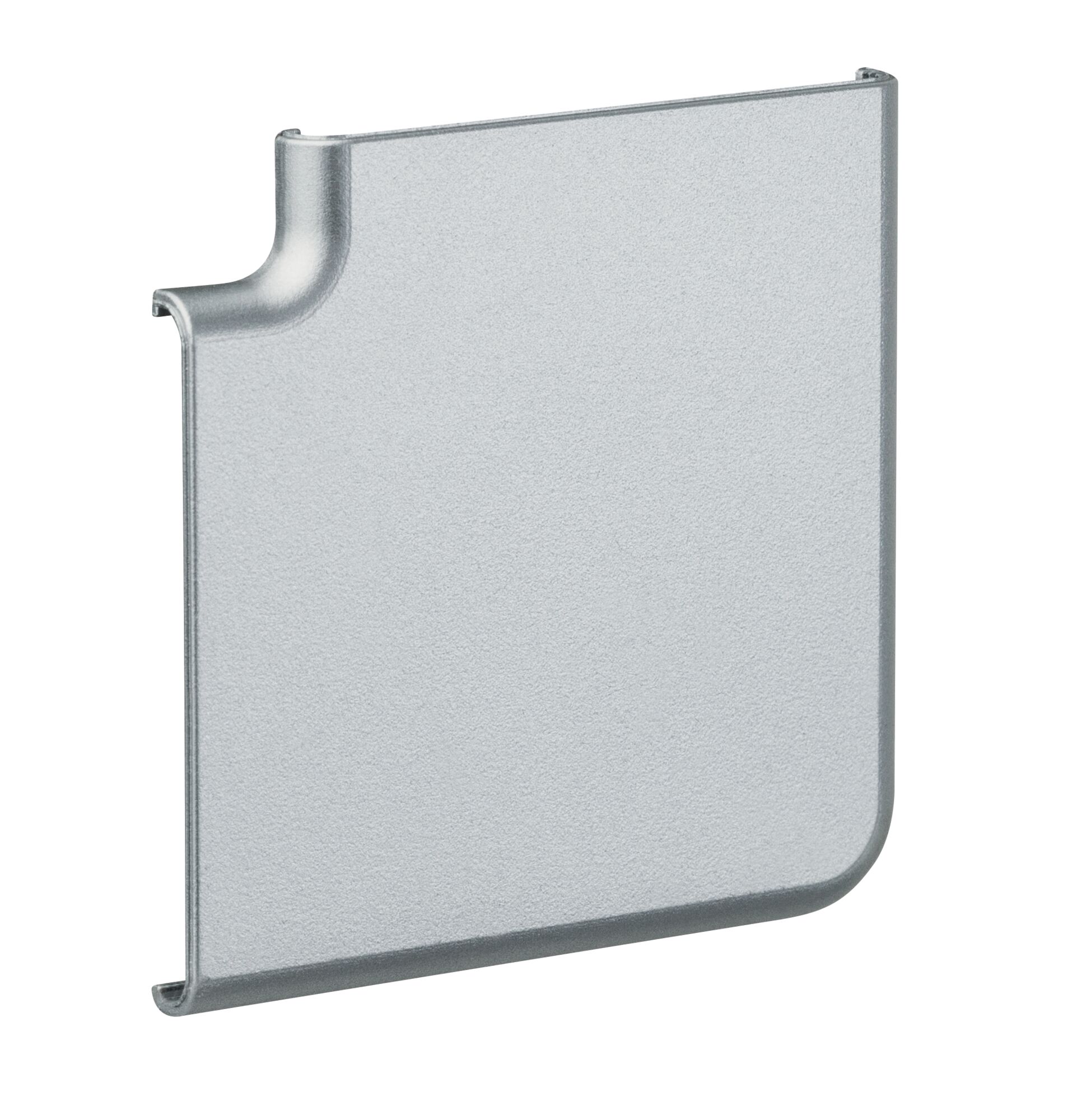 Rectangular silver metal cover with rounded corner for lighting system components