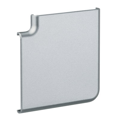 Rectangular silver metal cover with rounded corner for lighting system components