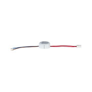 Small white LED driver with blue, brown, and red wires for LED lighting applications