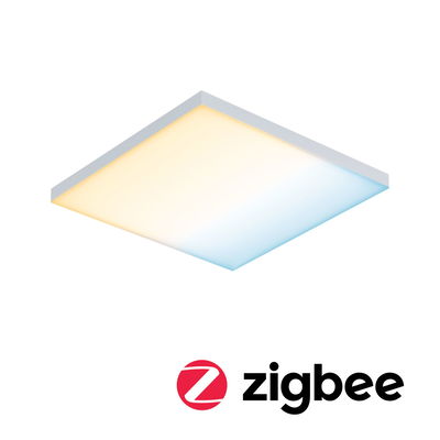 Square white LED ceiling light with warm and cool white light for smart Zigbee lighting control