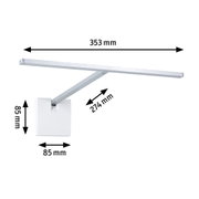 Moderne hvid LED-væglampe med aluminiumsarm, mål 353x85x274 mm, energibesparende væglampe