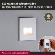 LED Wandeinbauleuchte Edge in Silber mit warmweißem Licht für mehr Sicherheit in Fluren und Treppen