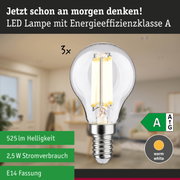 Efficient-Line Filament 230V LED Tropfen E14 3er-Set 82mm 525lm 2,5W 3000K Klar