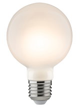 Runde LED-Glühbirne mit mattweißem Glas und E27-Fassung für energiesparende Beleuchtung