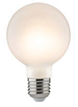 Runde LED-Glühbirne mit mattweißem Glas und E27-Fassung für energiesparende Beleuchtung