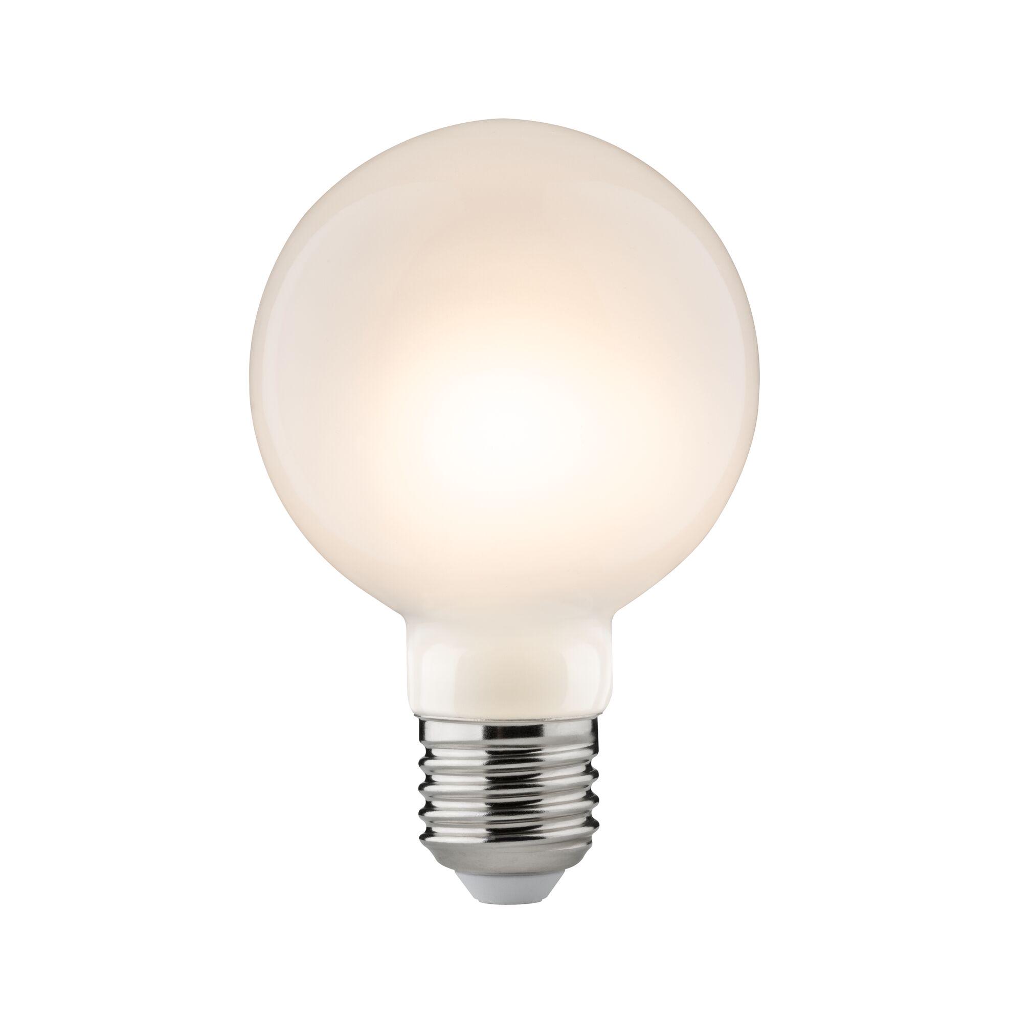 Ampoule LED ronde avec verre blanc mat et culot E27 pour un éclairage économique