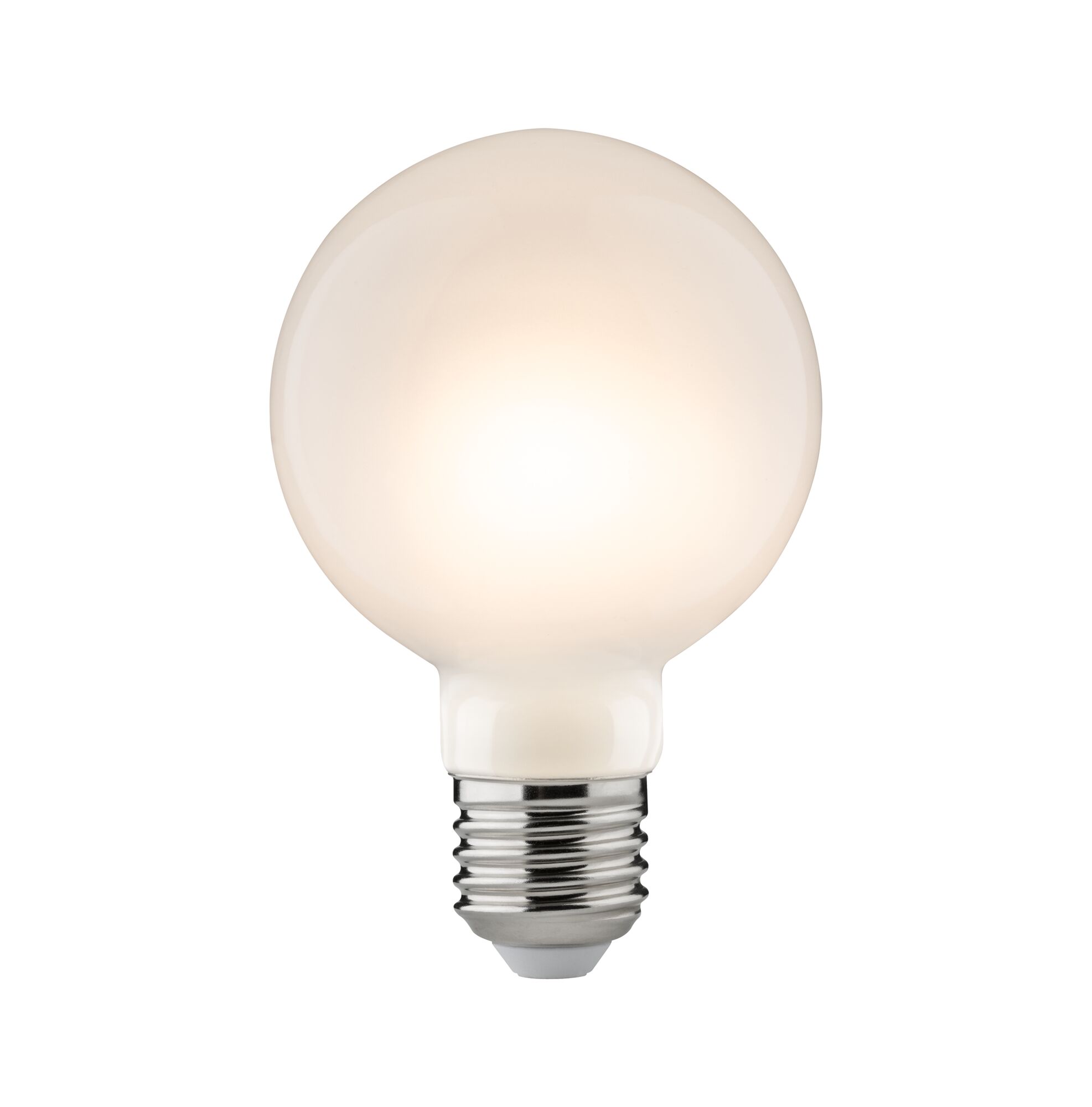 Ampoule LED ronde avec verre blanc mat et culot E27 pour un éclairage économique