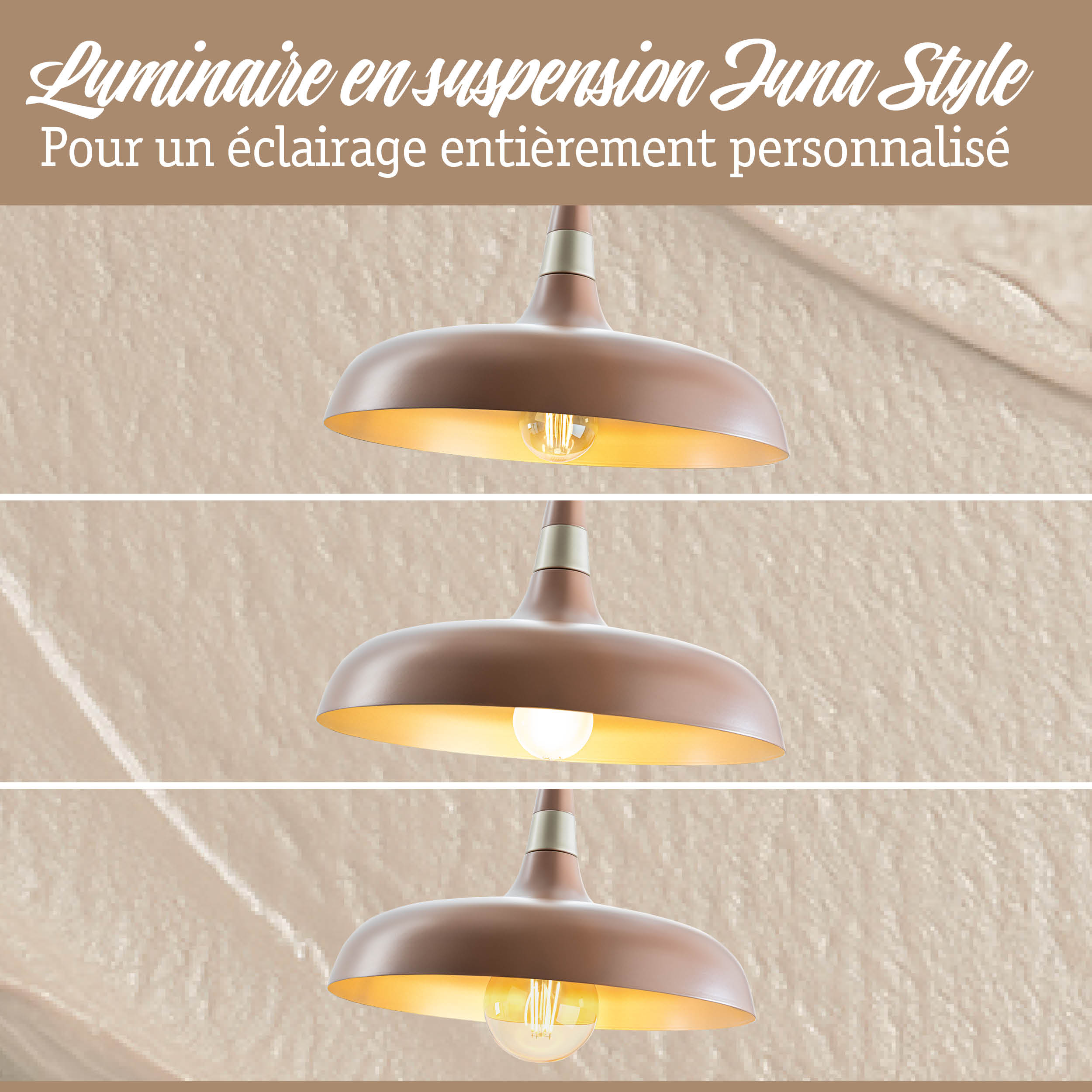 Luminaire suspendu Juna Style marron avec lumière chaude pour un éclairage personnalisé