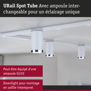 Spot plafond URail Spot Tube blanc avec ampoule GU10 interchangeable pour éclairage LED flexible