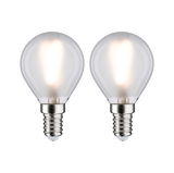 Zwei klare LED-Leuchtmittel mit E14-Fassung und warmweißem Licht für energiesparende Beleuchtung