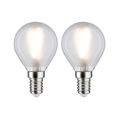 Zwei klare LED-Leuchtmittel mit E14-Fassung und warmweißem Licht für energiesparende Beleuchtung