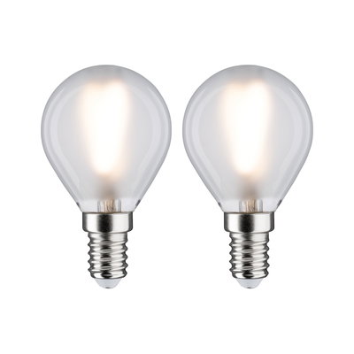 Zwei klare LED-Leuchtmittel mit E14-Fassung und warmweißem Licht für energiesparende Beleuchtung
