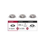 Drei silberne Einbaustrahler aus Metall ohne LED-Leuchtmittel, Beleuchtungssystem zum Kombinieren.