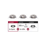 Trois spots encastrés en métal argenté sans LED, système d'éclairage modulaire à combiner.