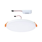 Panneau LED encastré rond blanc avec clips orange et câble d'alimentation blanc pour plafond