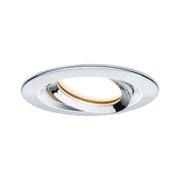 Runder Einbaustrahler aus verchromtem Metall mit warmweißem LED-Licht für moderne Innenbeleuchtung
