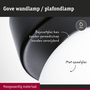 Zwarte Gove wandlamp met mat opaalglas, hoogwaardig materiaal en IP44 bescherming voor badkamerverlichting