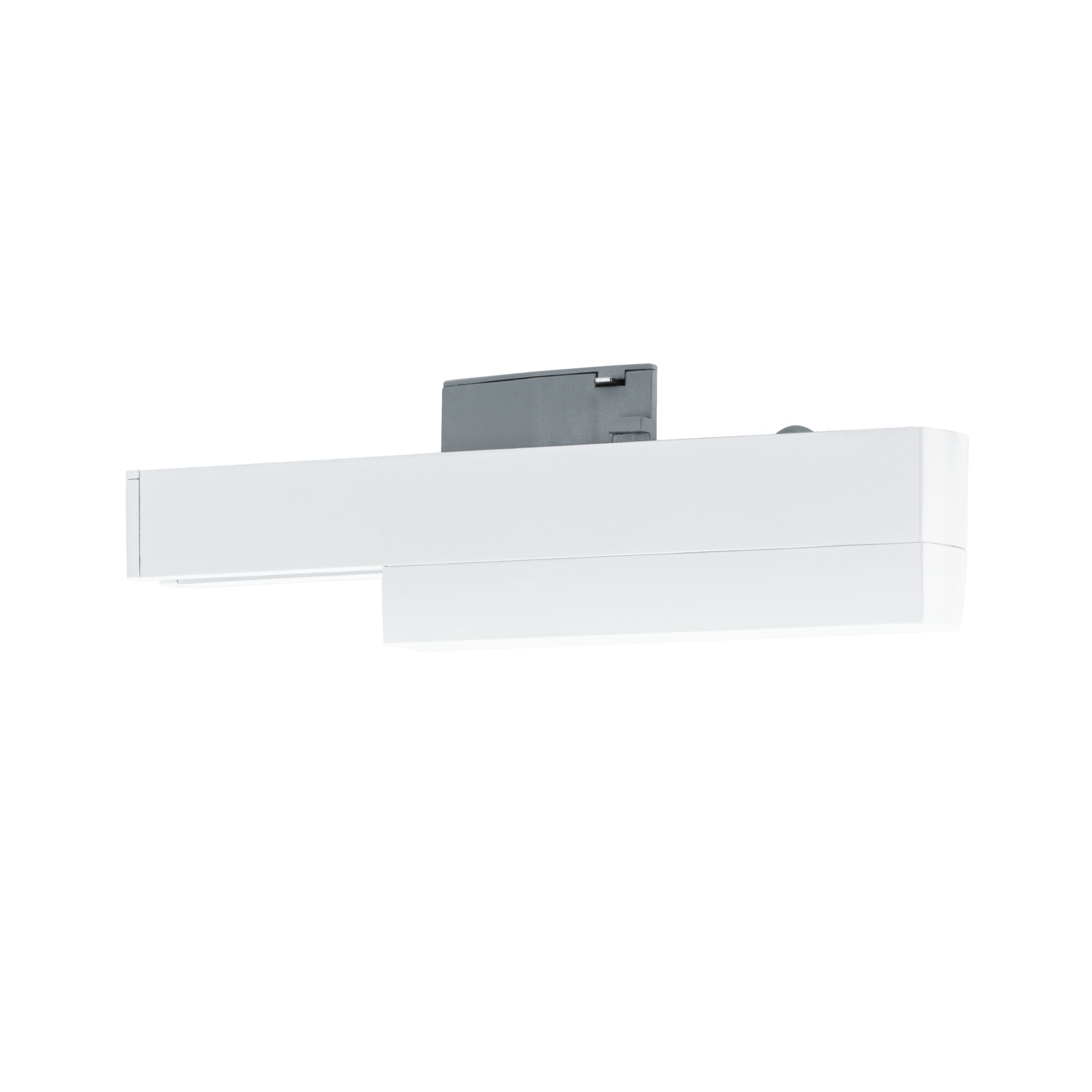 Moderne witte LED-railspot van kunststof met zwarte aansluiting voor flexibele verlichting