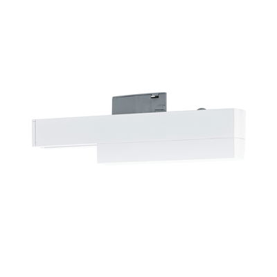 Moderne witte LED-railspot van kunststof met zwarte aansluiting voor flexibele verlichting