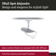 URail Spot Alejandro silver aluminium LED spotlight with diffuser for glare-free lighting
