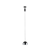 Modern pendant light with spherical chrome and black metal housing, LED design lamp
