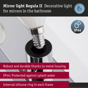 Durable Regula II mirror light with metal housing and IP44 splash water protection for bathroom use