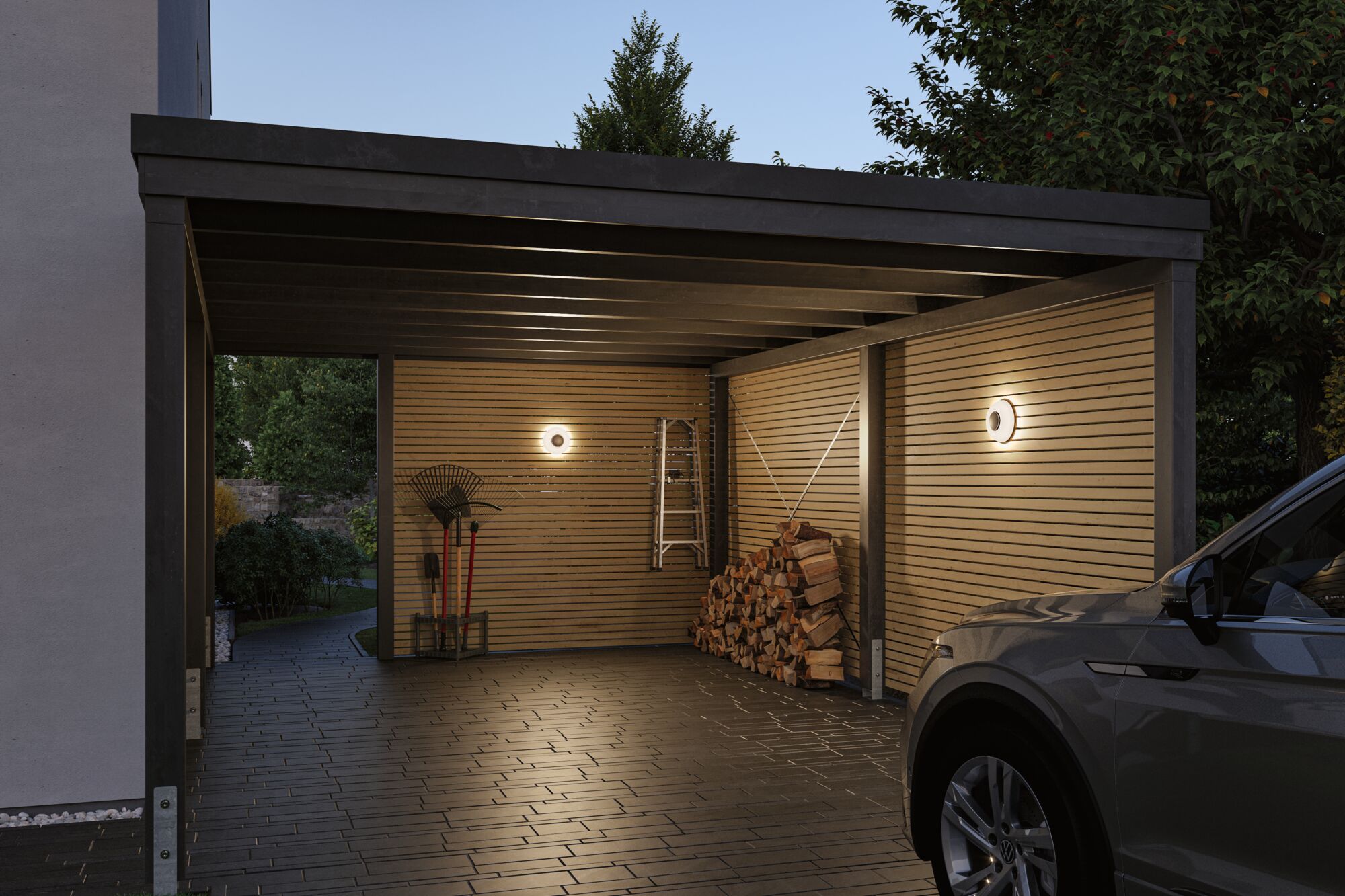 Applique d'extérieur LED Aureva IP65 rond 220mm 2200 - 4000K 20,5W 1730lm 230V Anthracite/Blanc Polycarbonate