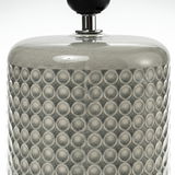 Grey glass lampshade with round embossing and chrome holder for modern LED lighting fixtures