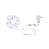 Witte LED-strip met stroomadapter en connector voor flexibele verlichtingsoplossingen