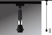 Schwarze und chromfarbene Pendelleuchte mit Kabel und Fassung für LED-Lampen, modernes Design