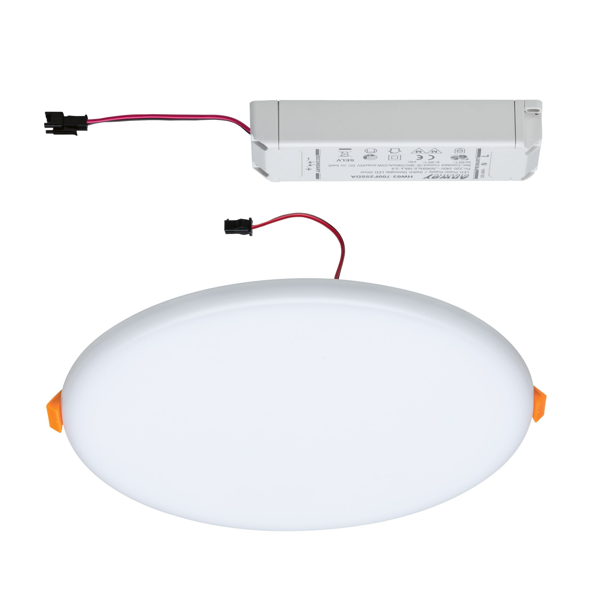 Round white LED recessed panel with driver, energy-saving indoor ceiling light