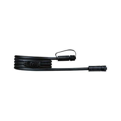 Black extension cable with waterproof connectors made of durable plastic for outdoor lighting setups