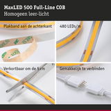 MaxLED 500 LED-strip met 480 LEDs/m, plakband aan achterkant, om de 5 cm knipbaar, makkelijk te verbinden