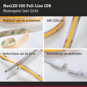 MaxLED 500 COB LED-strip met 480 LEDs/m, zelfklevend, knipbaar en eenvoudig te verbinden