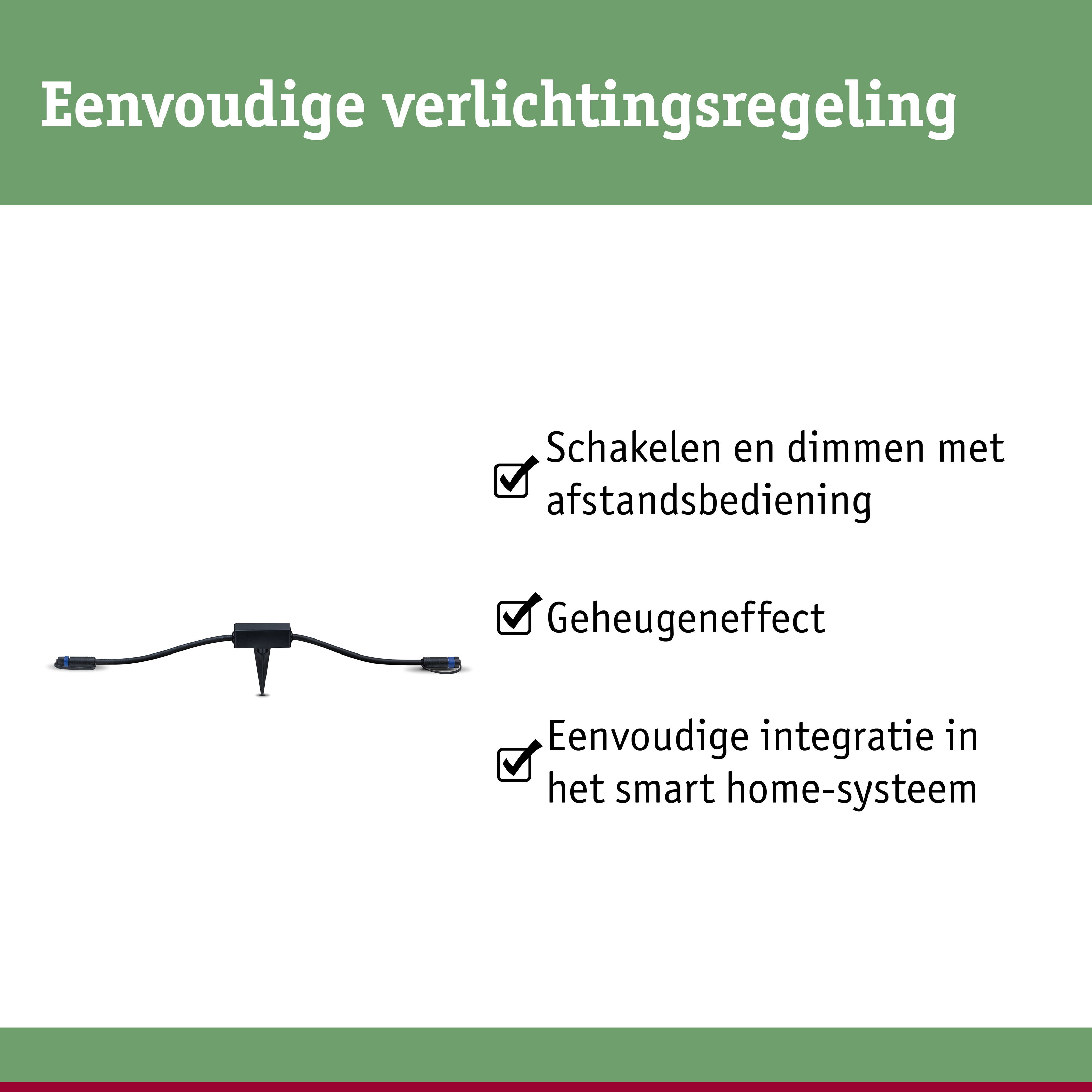 Zwart kabel met grondpin voor eenvoudige verlichting en integratie in smart home systeem