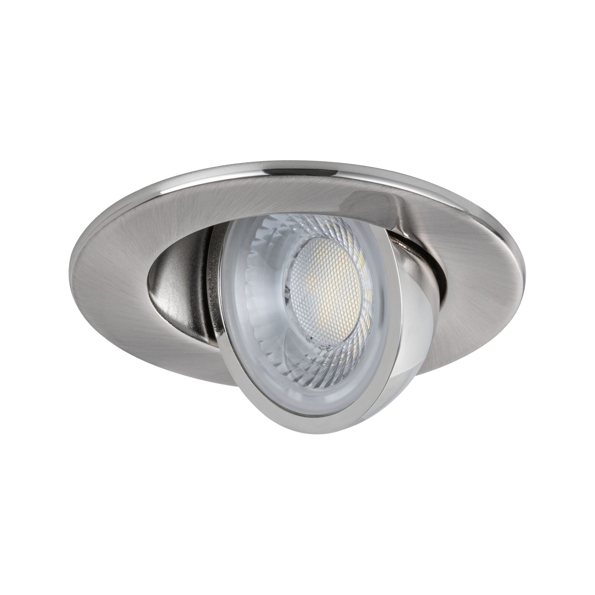 Rundstrahler aus gebürstetem Edelstahl mit LED-Lichtquelle für moderne Innenbeleuchtung