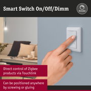 White smart dimmable wall switch with finger press, direct Zigbee product control via Touchlink technology