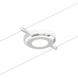 Ronde witte LED-kabelsysteemlamp met warmwit licht en metalen frame voor moderne verlichting