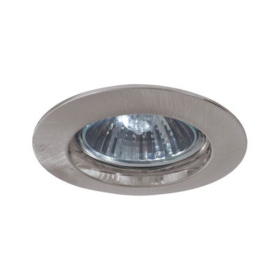 Round recessed spotlight in brushed stainless steel with clear glass and reflector for LED lighting