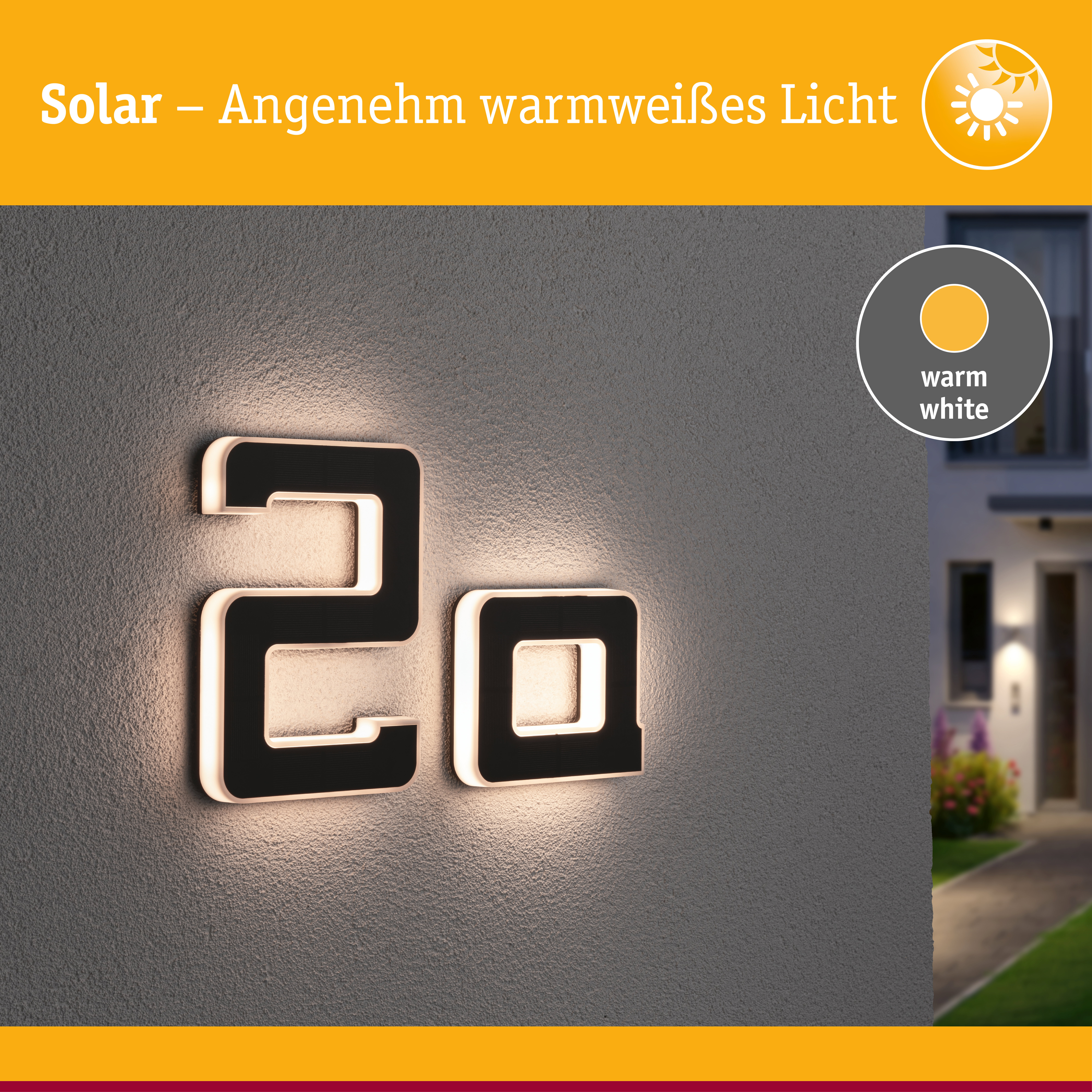 Solar LED Hausnummernleuchte inkl. wechselbarer Akku Buchstabe a IP44 3000K 6lm Schwarz