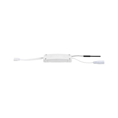 White LED control unit with cables and black antenna connector for smart lighting control