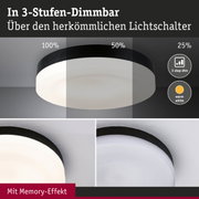 Runde Deckenleuchte mit schwarzem Rand, 3-stufig dimmbar und Memory-Effekt für warmweißes Licht