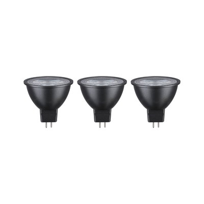 Drei schwarze LED-Reflektorlampen mit GU5.3 Sockel für energiesparende Beleuchtung