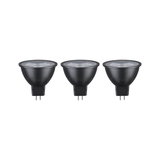Trois ampoules LED noires à réflecteur avec base GU5.3 pour éclairage économique