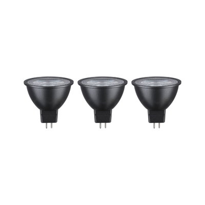 Drei schwarze LED-Reflektorlampen mit GU5.3 Sockel für energiesparende Beleuchtung