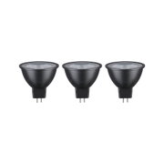 Drie zwarte LED-reflectorlampen met GU5.3-fitting voor energiezuinige verlichting